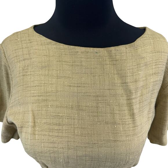 1970s Natural Linen Look Wiggle Dress – Small-Medium, Minimalist Retro Workwear - Picture 9 of 15